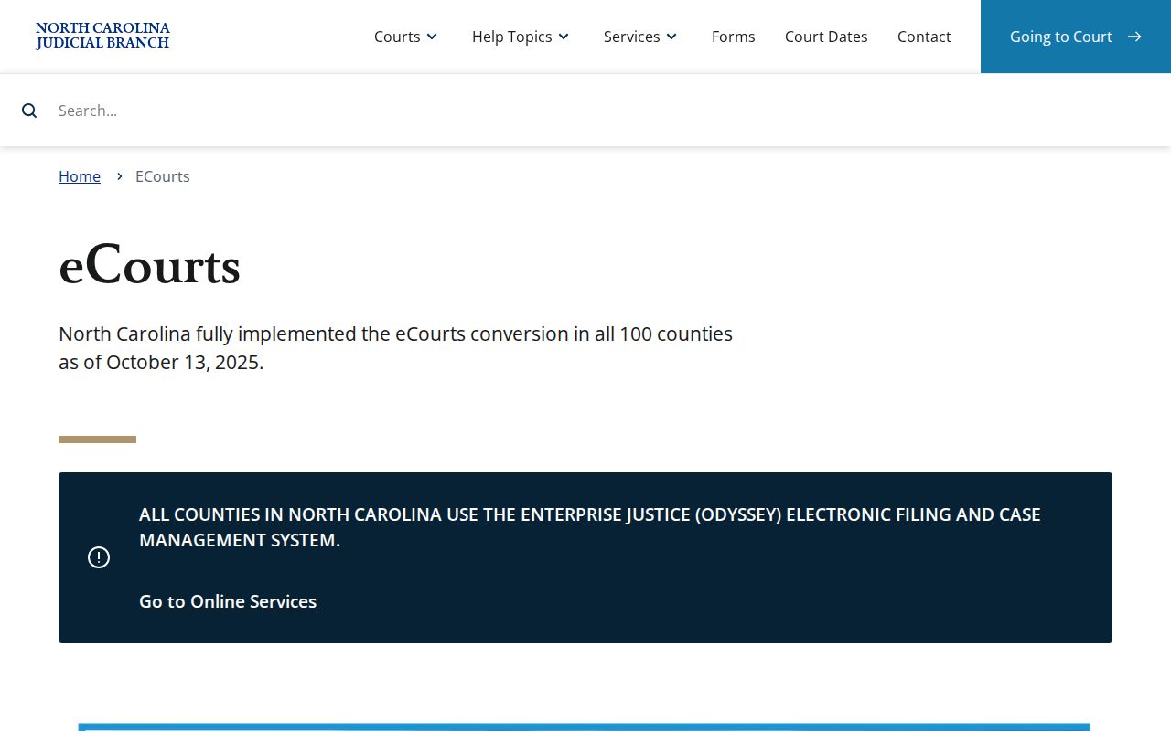 Lenoir County case search reference for the North Carolina eCourts system