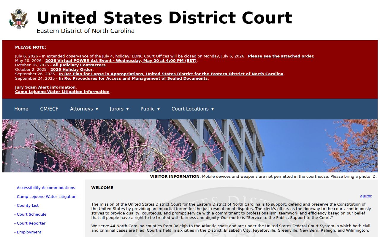 Lenoir County court records reference for the Eastern District of North Carolina